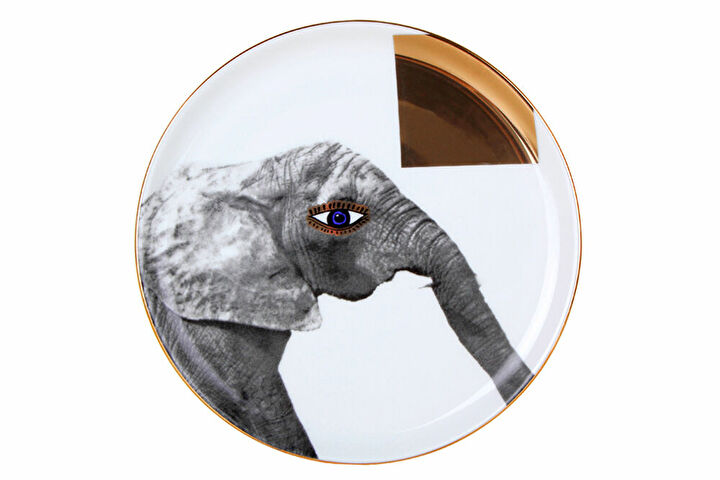 Porland Wild Life Elephant Düz Tabak 20cm